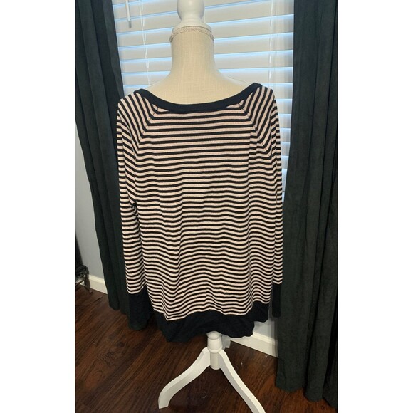 Lane Bryant Black and Rose Gold Metallic Button-Front Cardigan Sweater. - Picture 3 of 5